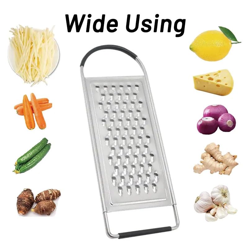 1 paquete de rallador de queso, rallador de queso de acero inoxidable de mano, rallador de alimentos con mango antideslizante, ralladores para cocina, queso, papa, verduras (1 unidad) 3