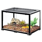 OIIBO Reptile Terrarium 25 Gallon, 2 in 1 Knock-Down Glass Reptile Tank 24" x 16" x 16", Sliding Fro