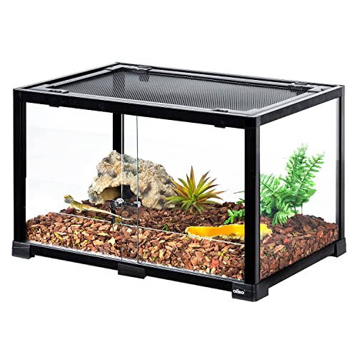 Oiibo Reptile Terrarium 25 Gallon, 2 In 1 Knock-Down Glass Reptile Tank 24" X 16" X 16", Sliding Front Doors Terrariums For Reptiles Bearded Dragon Lizard Gecko Snake Hamster Small Animals Etc #TOP14