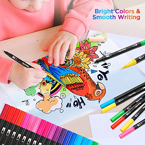 Eglyenlky Colored Markers For Adult Coloring, Coloring Pen, Dual Tip Brush Pens With Brush And Fine Tip For Adult Teen Kids Coloring Journaling Taking Bullet Lettering Drawing (36 Colors Set) #TOP5