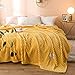 Produktbild Leichte Flanell Decke, Morbuy Kuscheldecke Sofadecke Bettüberwurf Erhältlich Decke Tagesdecke Decke für Sofa und Bett Falten-beständig Schmusedecke (150x200cm,Gelb)