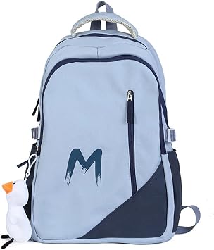 Fashion Backpack with Letter M Design, Blue