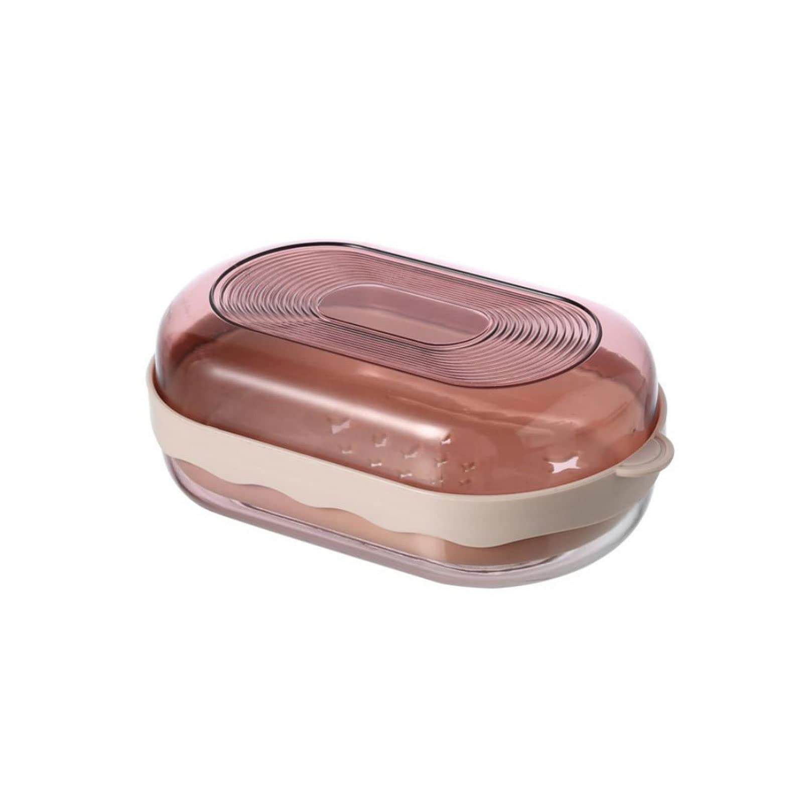 JINGYAN Soap Dishes Bathroom Soap Box With Lid Household Portable Travel Dispenser(Pink)