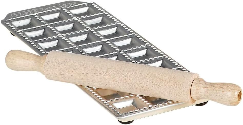 Imperia Italian Twenty Four Hole Ravioli Mould Tray and Rolling Pin