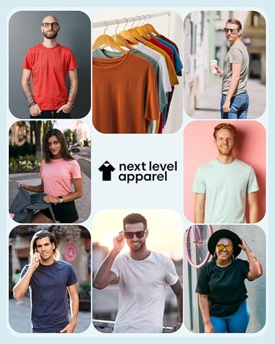 Next Level Apparel 6210 Men's T-Shirts, Pack of Unisex CVC Cotton Blend Bulk Undershirt – Custom Color Set Remera para Hombre 5