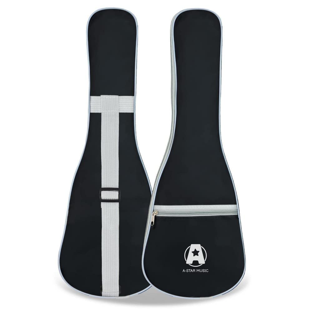 A-Star - Funda acolchada para ukelele soprano con bolsillo con cremallera y correa para el hombro