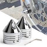 Front Axle Caps, PSLER Motorcycle Front Axle Nut Cover Cap for Softail Road King Street Electra Glide Iron 883, CNC Aluminum, Chrome