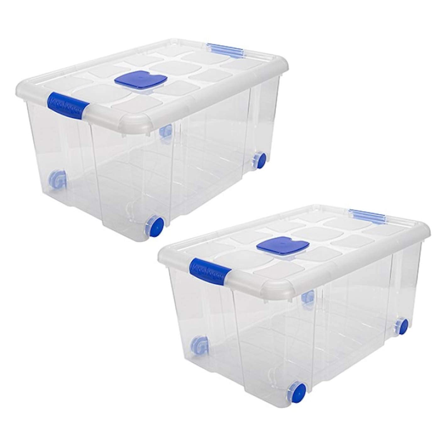 Acan Tradineur - Pack de 2 Cajas de Almacenamiento - Fabricado en plástico - Contenedor para almacenar juguetes, Libros, ropa, mantas - N.º 5-30,5 x 61,5 x 43,5 cm - 57 Litros