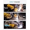 SEESII 135A MIG Welder 110V - آلة لحام TIG/Stick 3 في 1 بدون غاز، عاكس IGBT محمول بوزن 7.7 رطل، شاشة رقمية كبيرة متعددة العمليات