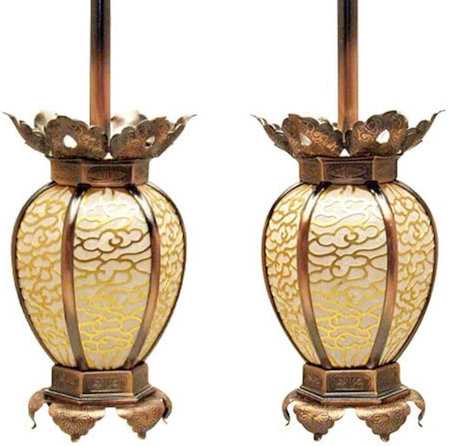 Amazon｜仏壇屋 滝田商店 吊り灯篭 雲透かし イブシ 中(一対)(本体高さ