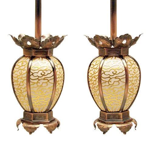 Amazon｜仏壇屋 滝田商店 吊り灯篭 雲透かし イブシ 中(一対)(本体高さ