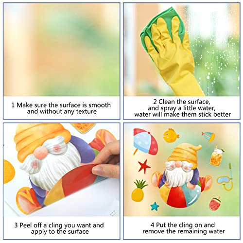 Unves 12 Sheets Summer Window Clings For Glass Windows, Summer Window Stickers Decals Ice Cream, Watermelon, Sunglasses Window Clings For Home, Kids School Party Decorations Supplies #TOP3