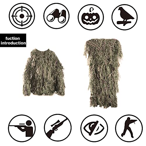 FUNPENY Ghillie Suits for Men, Outdoor Camo Hunting Ghillie Suit Halloween Costume Clothings (Desert Yellow)