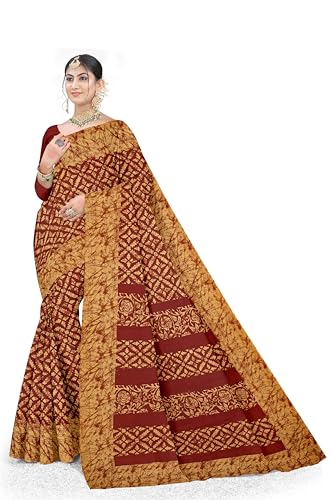 Image of TAMAIRA FASHION Mulmul Pure Cotton Saree For Woman Batik Printed |Office Wear Daily Wear Sarees For Women Without Blouse Piece(Available in 10 Colours)