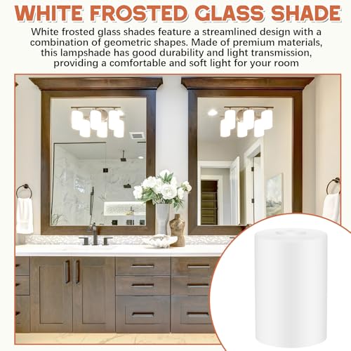 Image of Teenyyou 1 Pcs White Frosted Glass Shade Replacements for Pendant Light Fixtures Glass Lamp Shade Cover, 1-5 /8 Inch Fitter E26 Base, 4 inchw x 6 inchh, Replacement Lamp Globe for Chandelier Wall Sconce