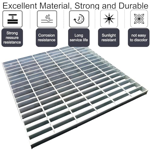 Image of Galvanized Steel Drain Grate, Driveway Channel Cover 24x24 in