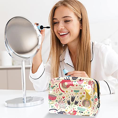 Trousse de maquillage grand volume compact motif fleurs multicolore - 6