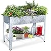 Galvanized raised garden bed for vegetables elevated planter box with legs outdoor patio apartment herb container metal  urban country home decor