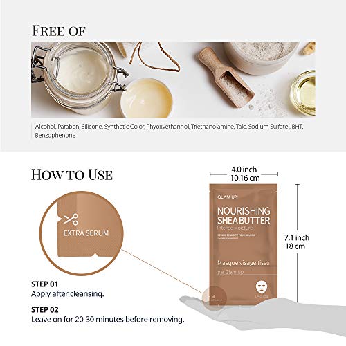 Glam Up Sheet Mask Nourishing Shea Butter (10 Sheets) - Intense Moisture #TOP4