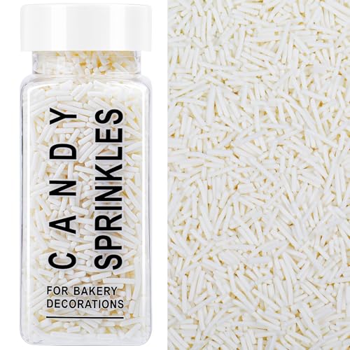 White Sprinkles, Edible White Jimmies for Cake Decorating
