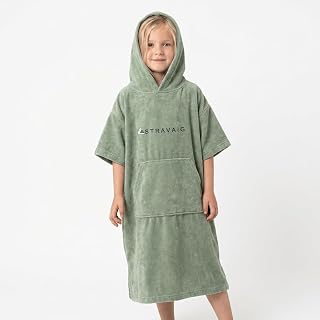 Stravaig Kinder-Handtuch-Poncho – Kapuzenhandtücher für Kinder, Wickelmantel, perfekt für Strand und Pool (Alter 4–9 Jahre, Grün)