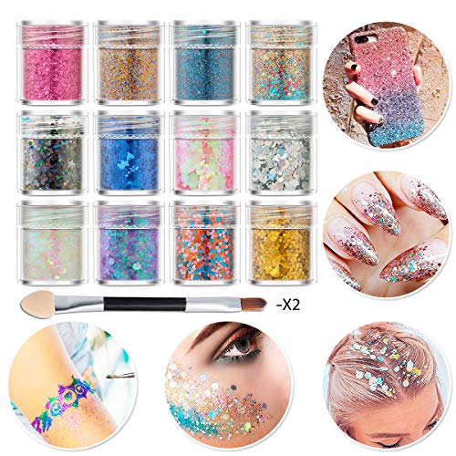 Chefic Chunky Make-upnagels, 12 stuks, met 2 penselen (12 x 10 ml) - Image 3