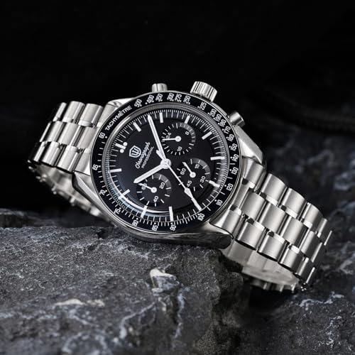Image of watchdives WD1863 Men Chronograph Watch Japan VK63 Quartz Sports Watches 40mm Bubble Sapphire Crystal Wristwatch 100M Dive Watch