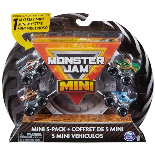 Confezione da 5 mini camion Monster JAM: gira, scontra, colpisci e corri con i tuoi minicamioni mostro Monster Jam ufficiali. Un ottimo modo per iniziare qualsiasi collezione di Monster Jam