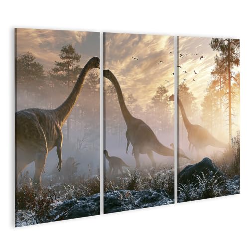 Tableau sur toile famille de dinosaures pour salon aventure