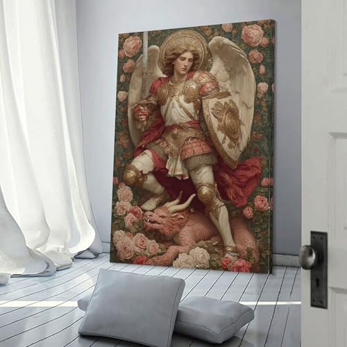 Décoration murale grise d'ange pour salle de bain et salon, toile POLIUAWS 40 x 60 cm