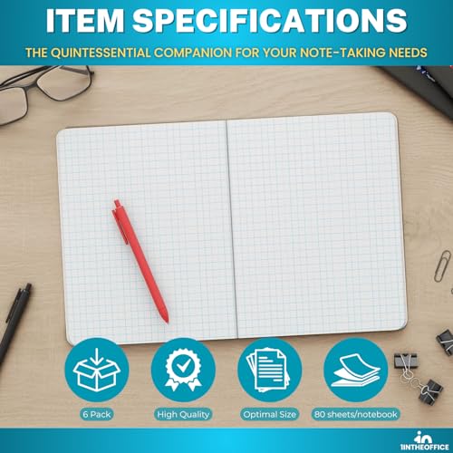 Cahier de composition graphique 1InTheOffice noir lot de 6 - 8