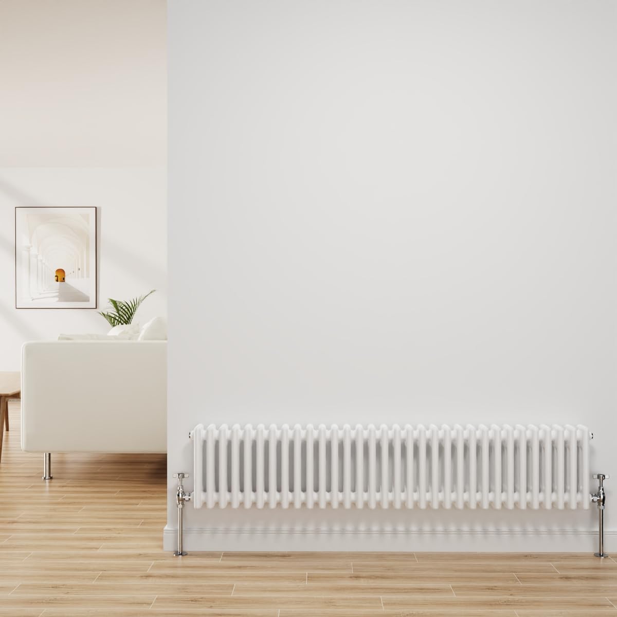 NRG Traditional Radiator Gloss White Cast Iron 3 Column Horizontal Central Heating Bathroom Radiators 300x1462mm — image 1