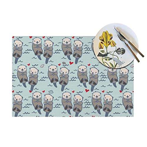 Sea Otter Placemat Cute Cartoon Placemats, Non Slip Heat-Resistant Washable Table Place Mats For Kitchen Dining Home Decoration #TOP2