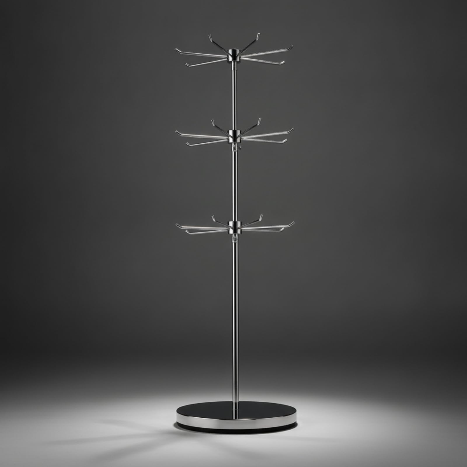 Portagioie Girevole con Ganci Elegante, Effetto Specchio, 1 Livello, Altezza Fissa di 80 Cm
