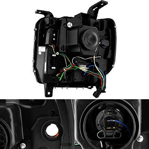 AKKON - For 14-17 GMC Sierra 1500/2500HD/3500HD BLACK C-Shape LED DRL Projector Headlights Pair