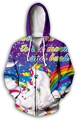 Unisex 3D Printed Cartoon Hoodie Funny Hoodies Sweatshirt Drawstring with Pockets (Lisa zip01, 2XL/3XL)