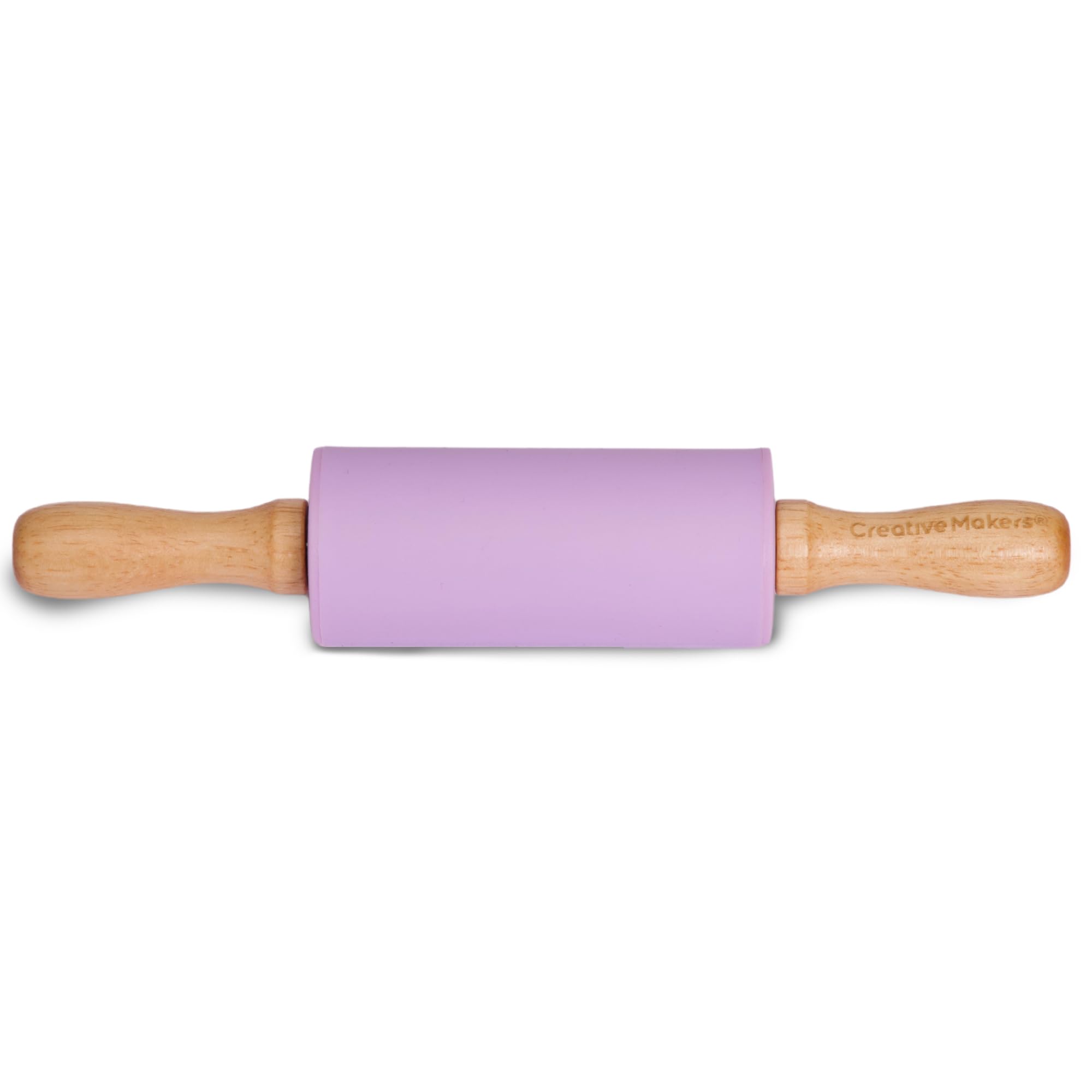 Small Rolling Pin for Kids, Non-Stick Silicone Surface with Wooden Handles for Play Dough and Baking Rolling Pin (Light Purple)