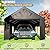 AirWire Carport 12' x 20' Heavy Duty Portable Garage, Carport Canopy with Side-Opening Door & Roll-Up Windows, Car Canopy Reinforced Four-Hole Base for Car, Truck, Boat, Party, Black