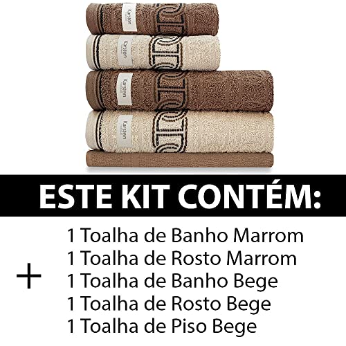 Kit Toalha 5 Peças - Banho + Rosto + Piso Fio Penteado Malmo Karsten - Emcompre