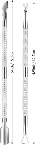 Miniatura 43 de 2 empujadores de cutículas y removedor de corte, raspador de uñas de salón para esmalte de gel, herramienta de limpieza de manicura y pedicura