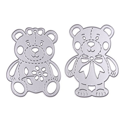 Whitelotous Cutting Dies Cut Dies Stencil Metal Template Mould for DIY Scrapbook Album Paper Card (2 pcs Bear)