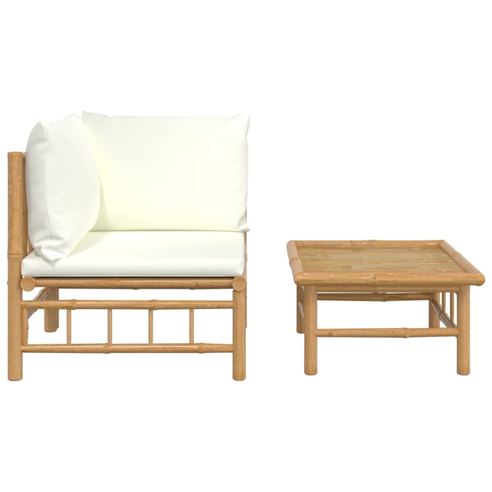 Festnight Bambus Sofa Outdoor Lounge Gartenmbel Set Holz 2-TLG.  Gartenlounge Set Holz Modulares Sofa Bambus Sitzgruppe Bambus Outdoor  Lounge Gartenmbel Bambus Cremeweien: Amazon.de: Garten