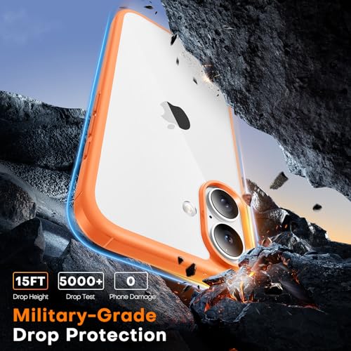Image of TAURI for iPhone 17 Case, with Screen Protector, Orang | Full Camera Protection, Anti-Yellowing Military-Grade Protection Shockproof Slim Phone Case for iPhone 17