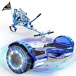 EVERCROSS XP9 Hoverboards con Sedile 6,5'', Overboard con Hoverkart per Bambini e Adulti, Hoverboards con musica Bluetooth e luci a LED, Batteria 4 AH, Max 15 km/h, 7KG Overboard con 5,6KG Seduta