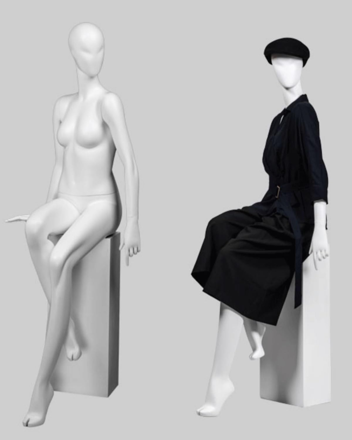 Matte White Female Mannequin Stand, Realistic Full Body Dress Form Model, Vivid Figure Manikin Dummy for Tailor Retail Boutique Shop,Mannequin with Stool