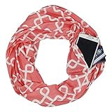 Pop Fashion Women Chain Link Pattern Infinity Scarf Wrap Scarf with White Zipper Pocket, Infinity Scarves