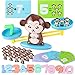 Produktbild MEckily Montessori Mathe Waage Spielzeug, Affen Balance Spielzeug, Zählen und Rechnen Lernspielzeug mit Cartoon-Zählkarte, Spaß Geschenk für Kinder ab 5 Jahre