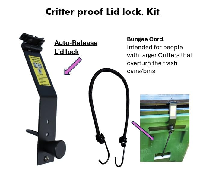 Miniatura 2 de Bloqueo de la tapa del contenedor a prueba de criaturas cubo de basura, bote de basura, liberación automática durante la recolección de residuos,