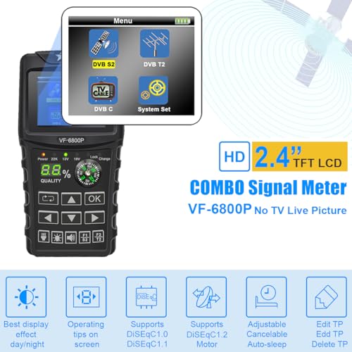 Sat-Finder VF6800P für DVB-S/S2, DVB-T/T2 und DVB-C