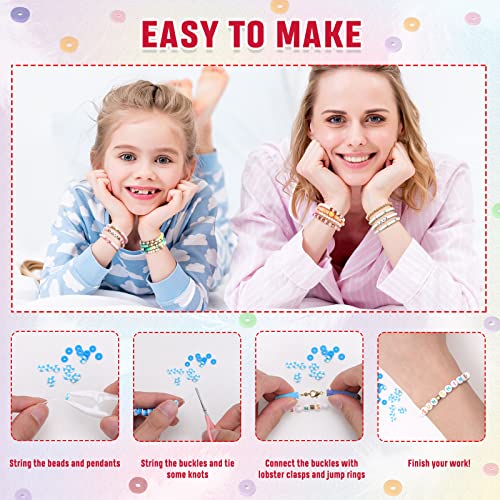 Quefe Clay Beads For Jewelry Making Kit, Charm Bracelet Making Kit For Girls 8-12, Polymer Heishi Beads For Crafts, Preppy, Gifts #TOP6